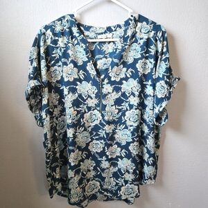 Maurice's XL Green Floral Paisley Short Sleeve Blouse